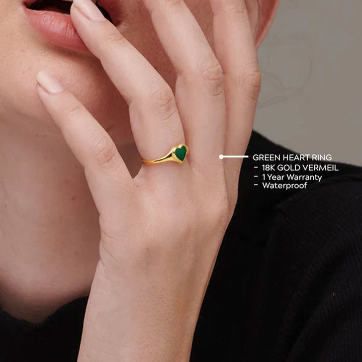 Shop Green Heart Ring- 18k Gold Vermeil Palmonas-2