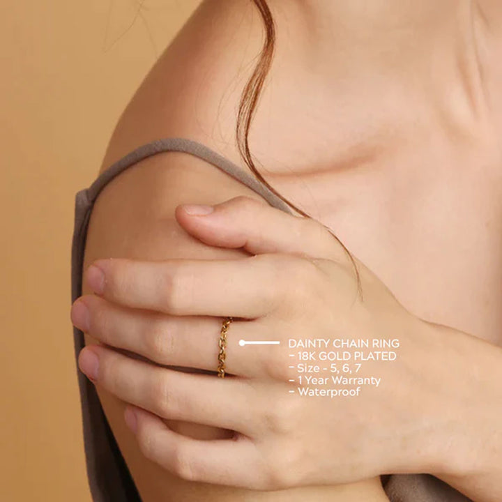 Shop Dainty Chain Ring- 18k Gold Plated Palmonas-2