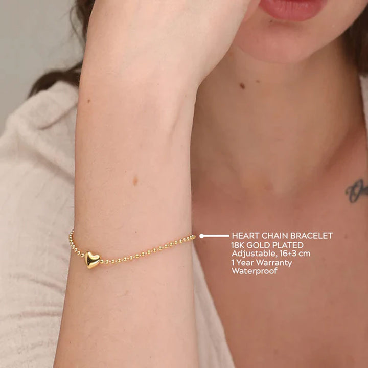 Shop Heart Chain Bracelet- 18k Gold Plated Palmonas-2