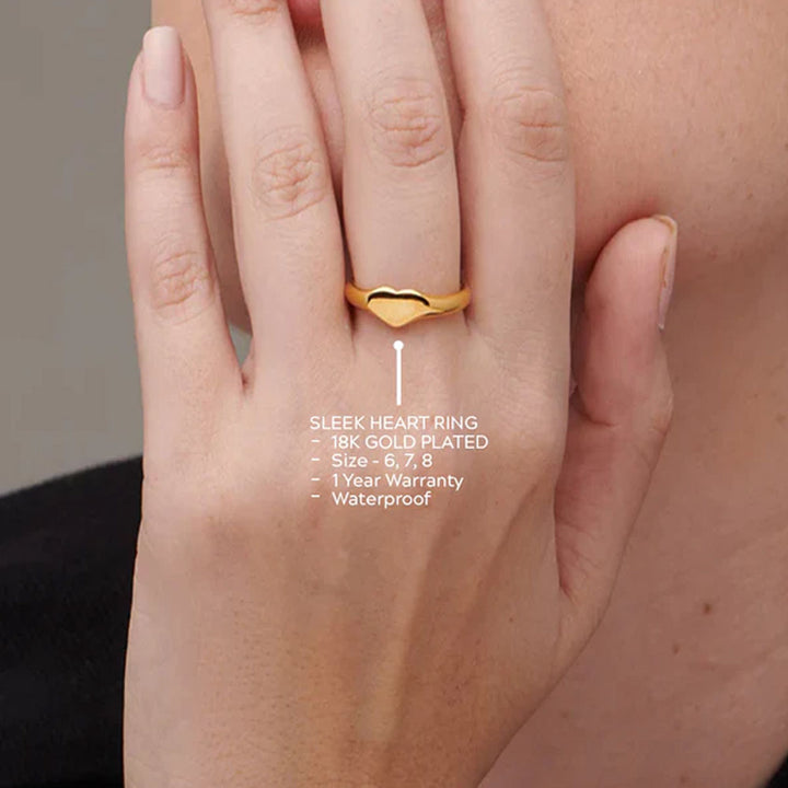 Shop Sleek Heart Ring- 18k Gold Plated Palmonas-2