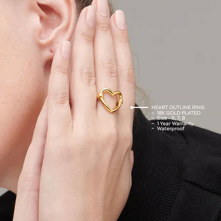 Shop Heart Outline Ring- 18k Gold Plated Palmonas-2