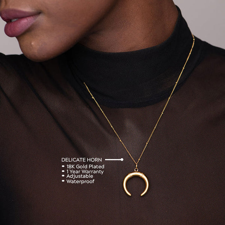 Shop Delicate Horn Necklace- 18k Gold Plated Palmonas-4