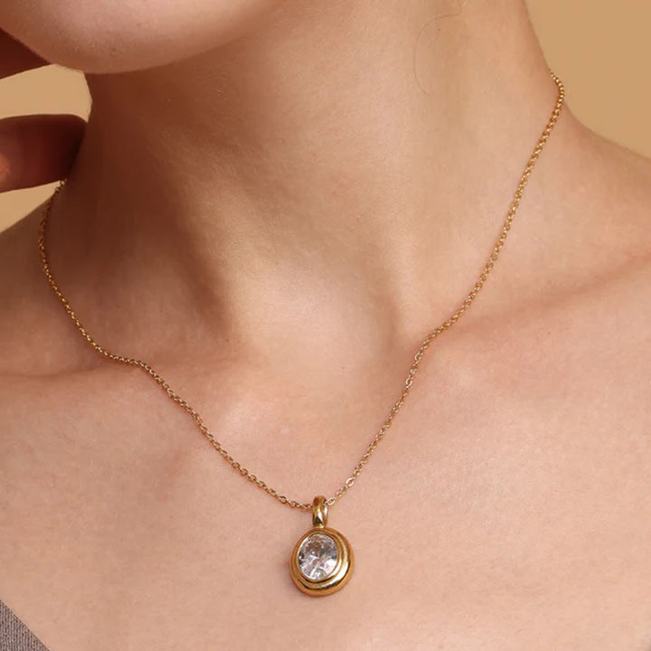Shop White Emerald Oval Pendant | 18k Gold Plated Palmonas-1