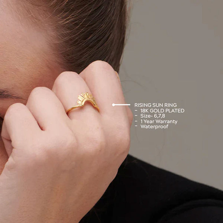 Shop Rising Sun Ring- 18k Gold Plated Palmonas-2