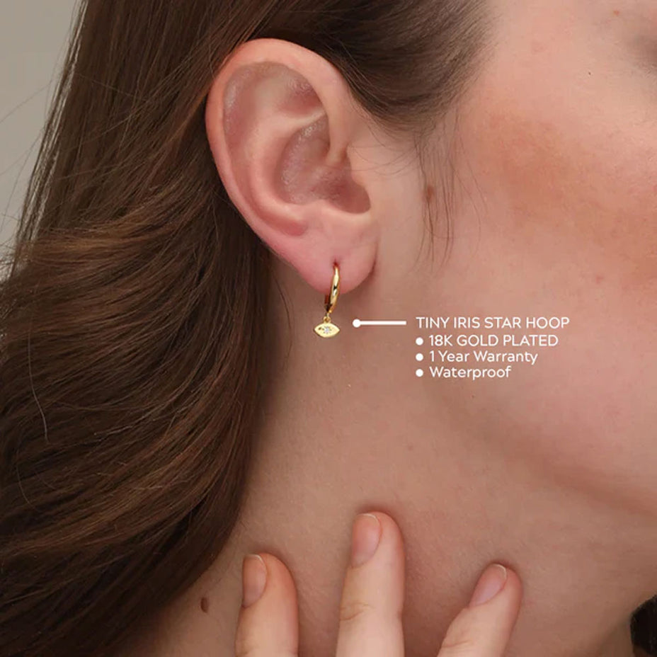 Shop Tiny Iris Star Hoop Earrings- 18k Gold Plated Palmonas-2
