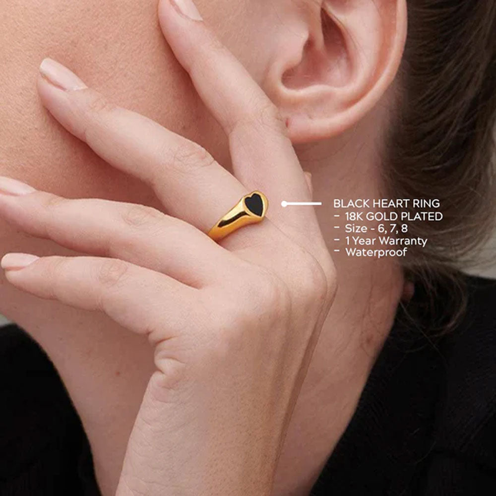 Amazon.com: 14Kt Gold Genuine Black Onyx & Diamond Devil Heart Ring :  Handmade Products