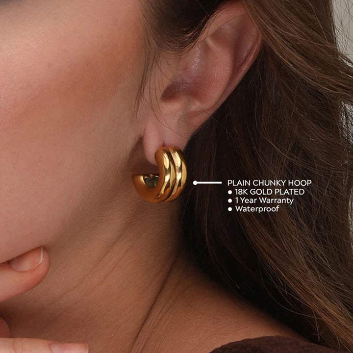 Shop Plain Chunky Hoop Earrings- 18k Gold Plated Palmonas-2