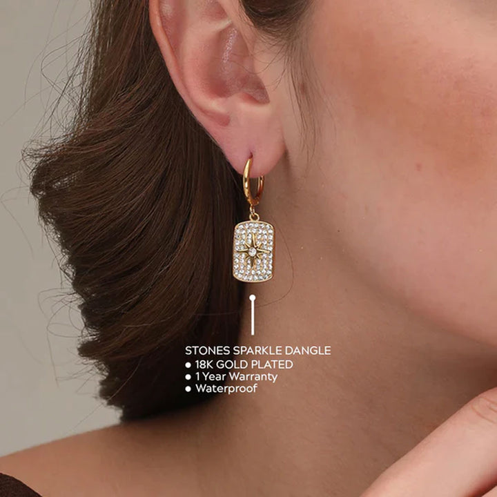 Shop Stones Sparkle Dangle Earrings- 18k Gold Plated Palmonas-2