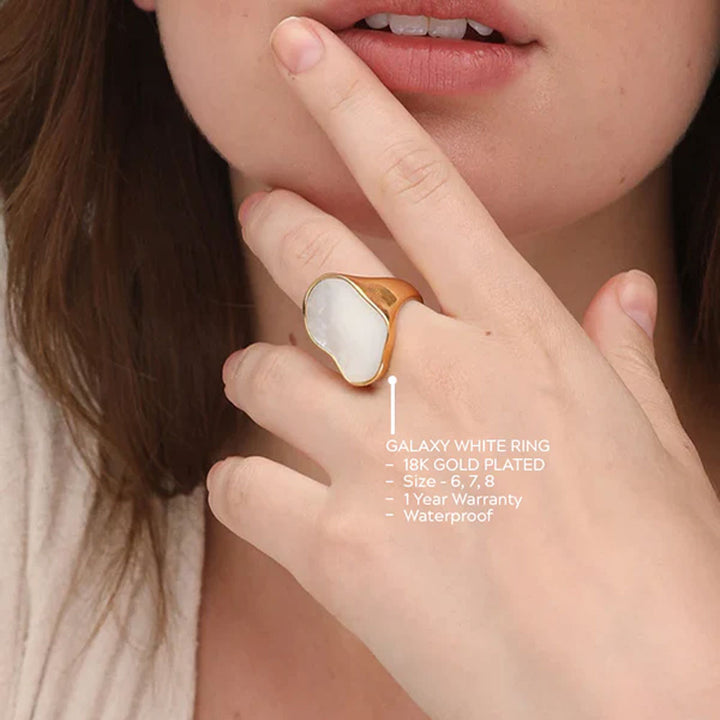 Shop Galaxy White Ring- 18k Gold Plated Palmonas-2
