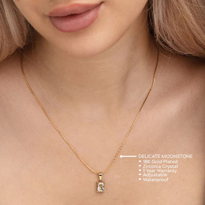 Shop Delicate Moonstone Necklace- 18k Gold Plated Palmonas-3