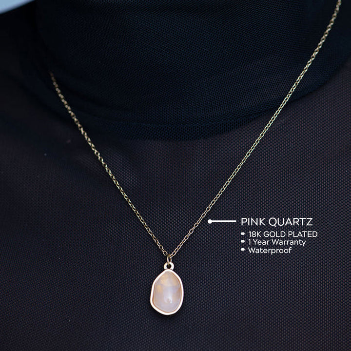 Shop Pink Quartz Necklace- 18k Gold Plated Palmonas-5