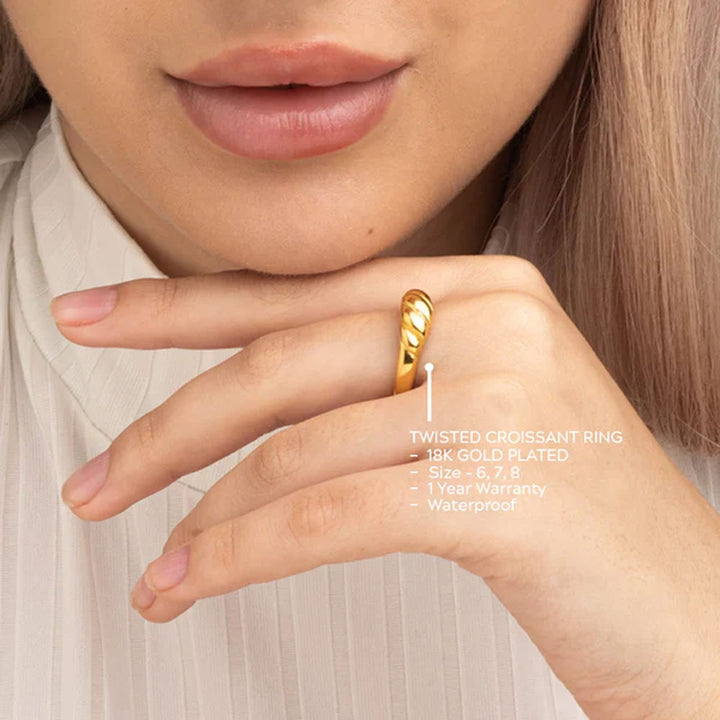 Shop Twisted Croissant Ring- 18k Gold Plated Palmonas-2