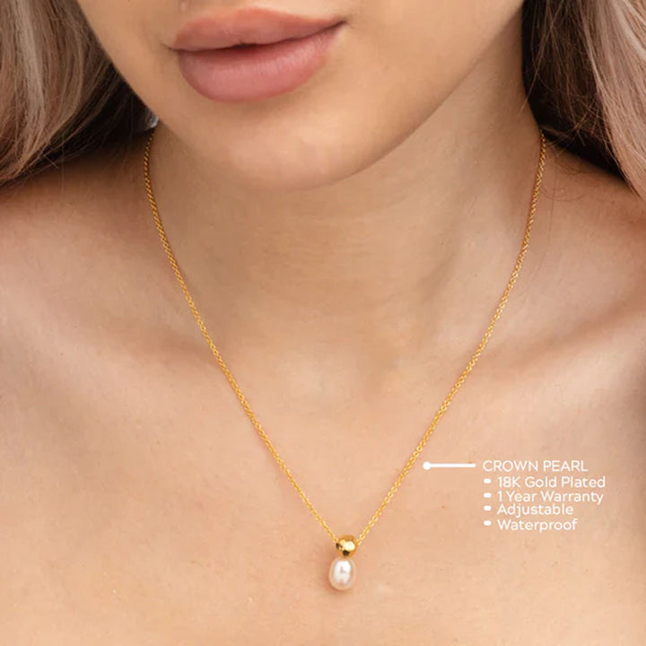 Shop Crown Pearl Necklace- 18k Gold Plated Palmonas-3