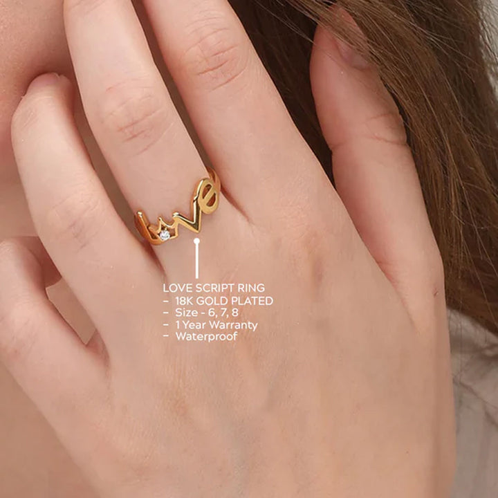 Shop Love Script Ring- 18k Gold Plated Palmonas-2