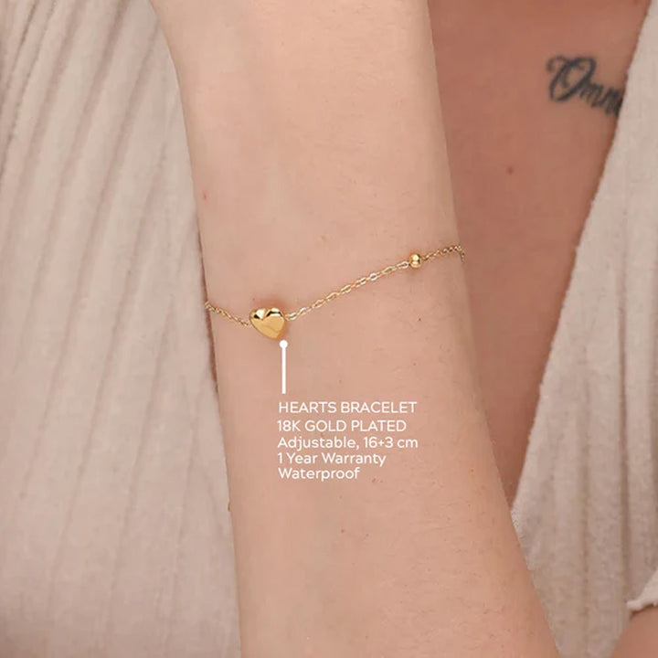 Shop Hearts Charm Bracelet- 18k Gold Plated Palmonas-2