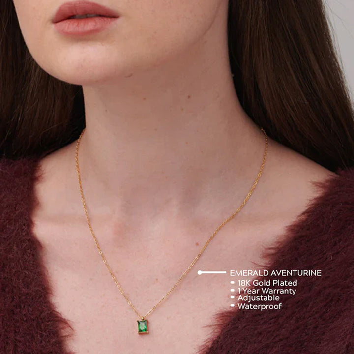 Shop Emerald Aventurine Necklace- 18k Gold Plated Palmonas-4