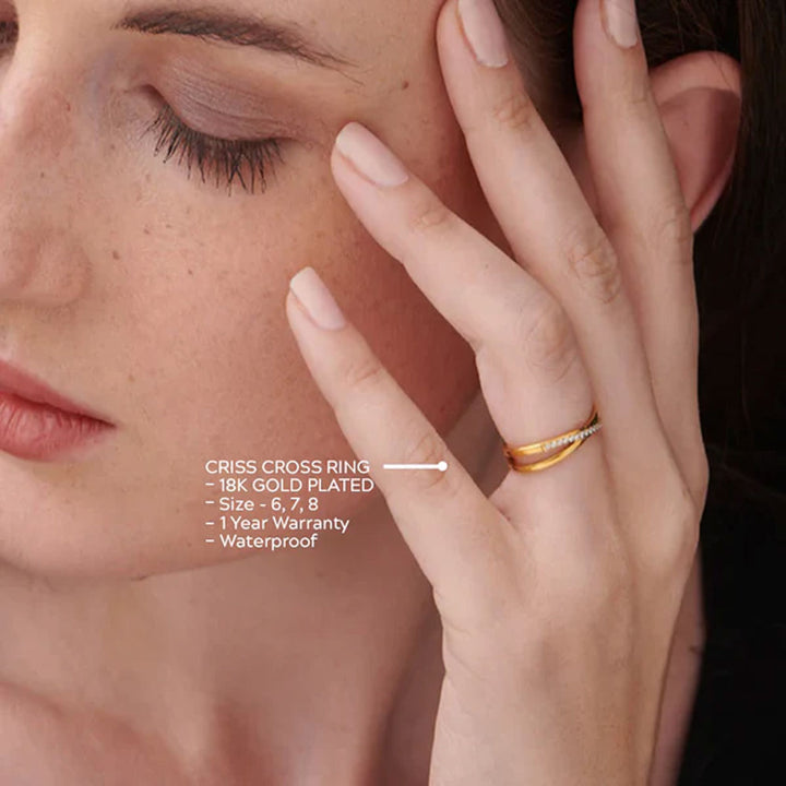 Shop Criss Cross Ring- 18k Gold Plated Palmonas-2