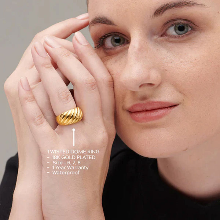 Shop Twisted Dome Ring- 18k Gold Plated Palmonas-2