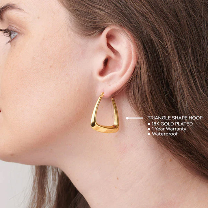Shop Triangle Shape Hoop Earrings- 18k Gold Plated Palmonas-2