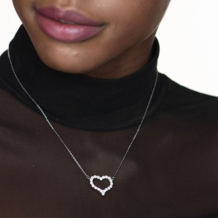 Shop Heart Diamond Necklace- 925 Silver Palmonas-5