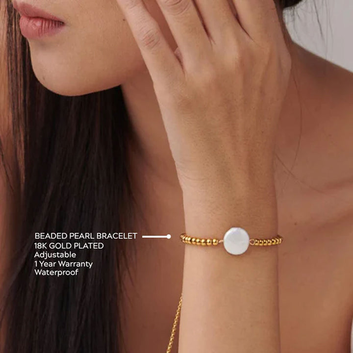 Shop Beaded Pearl Bracelet- 18k Gold Plated Palmonas-2
