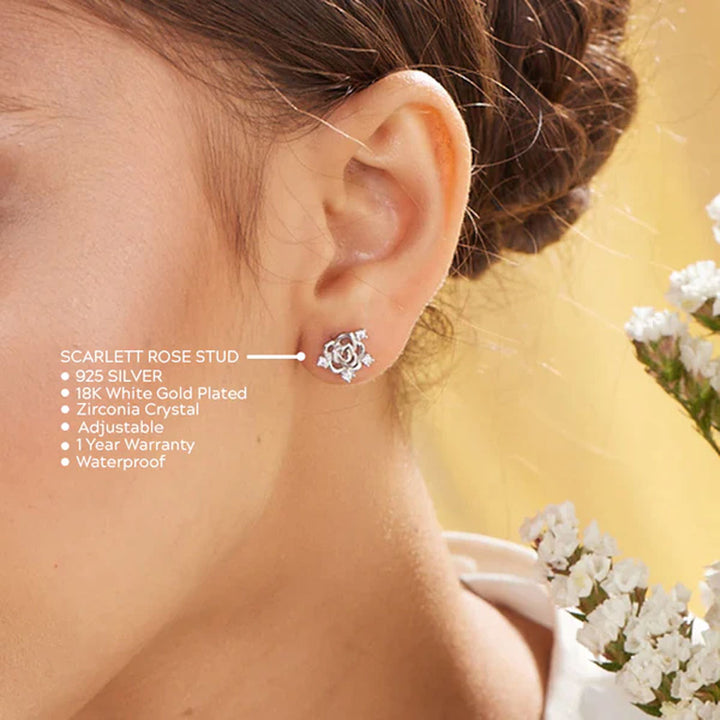 Shop Scarlett Rose Stud Earrings- 925 Silver Palmonas-2