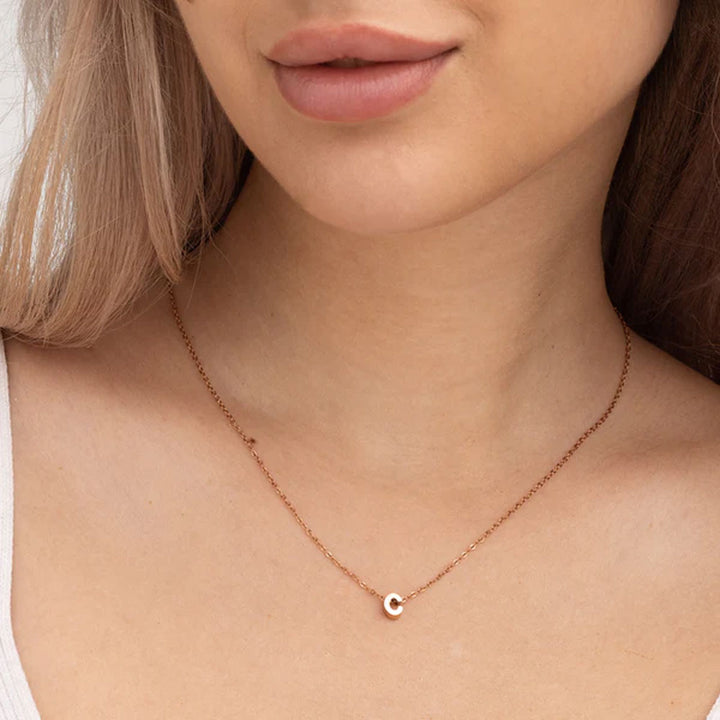 Shop Small Letter Necklace- 18k Rose Gold Plated Palmonas-4