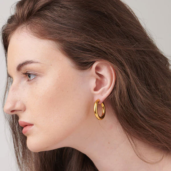 Classic Round Hoop Earrings- 18k Gold Plated