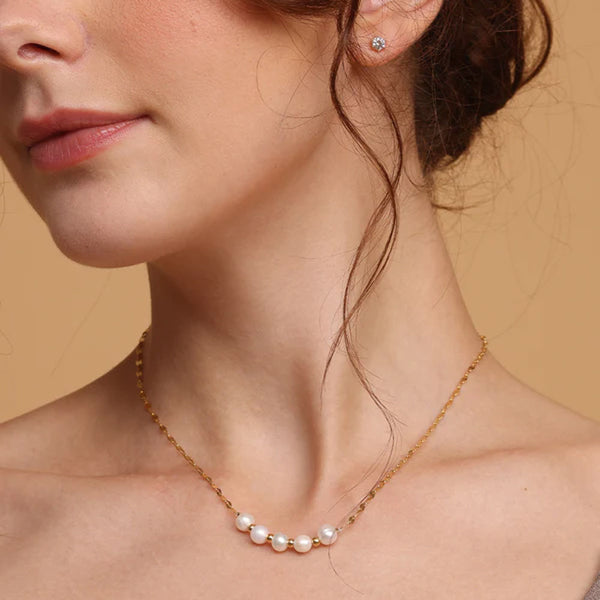 Shop Pearl Lip Chain Necklace | 18K Gold Plated Palmonas-1