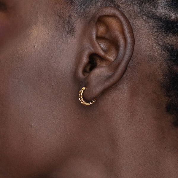 Tiny Chain Hoop Earrings- 18k Gold Plated