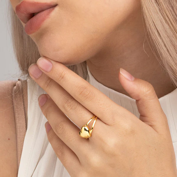 Heart Signet Ring- 18k Gold Plated