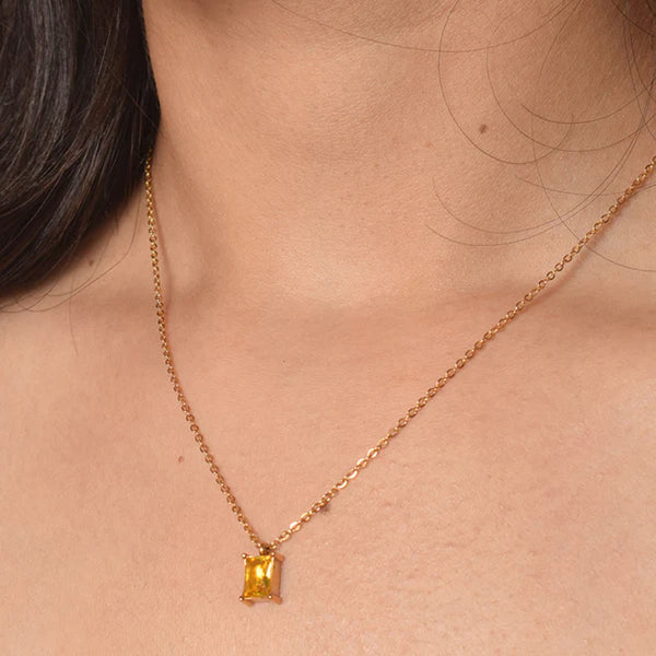 Shop Citrine Quartz Necklace- 18k Gold Plated Palmonas-1