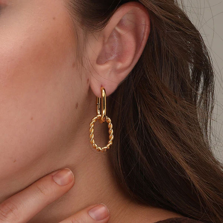 Shop Double Rings Hoop Earrings- 18k Gold Plated Palmonas-5