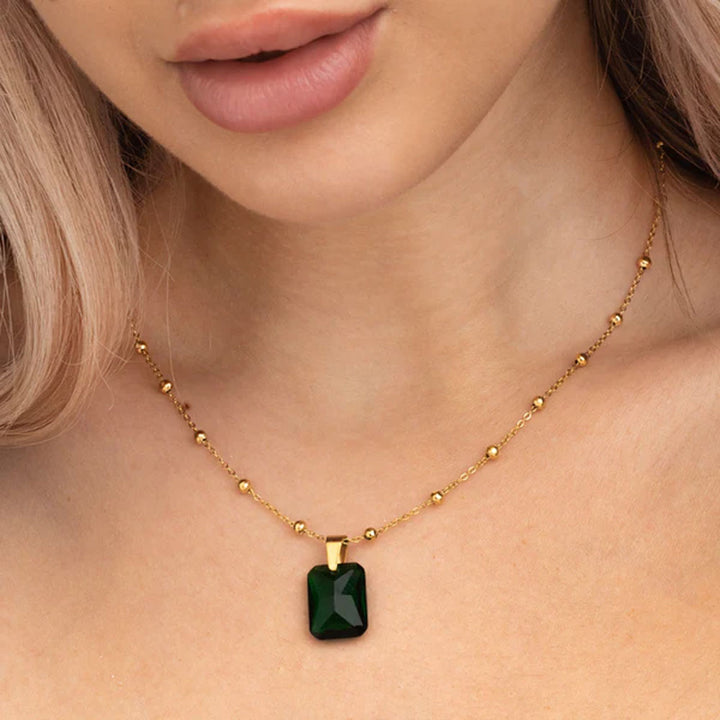 Shop Dazzling Emerald Necklace- 18k Gold Plated Palmonas-4