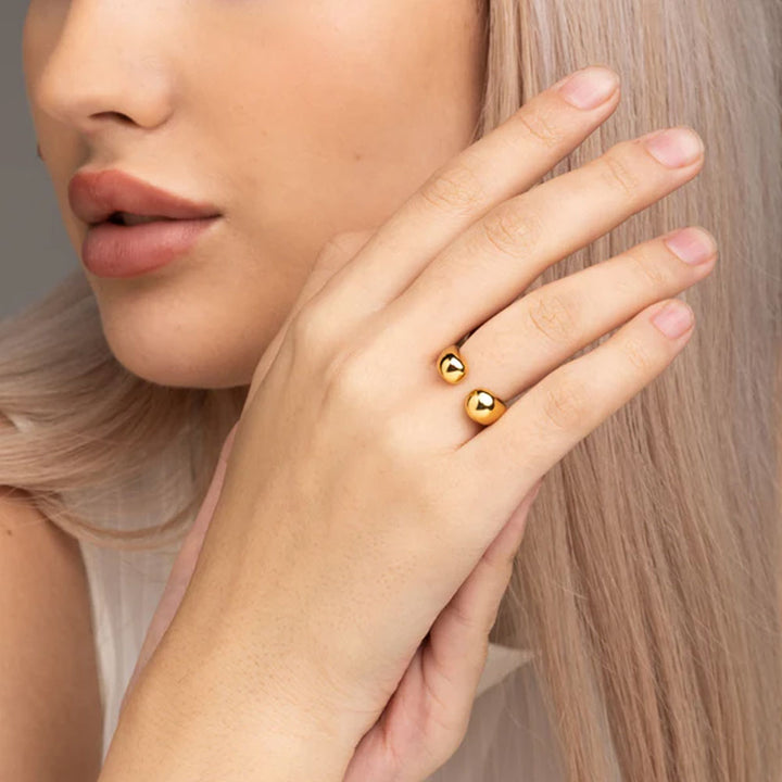 Shop Double Ball Ring- 18k Gold Plated Palmonas-1