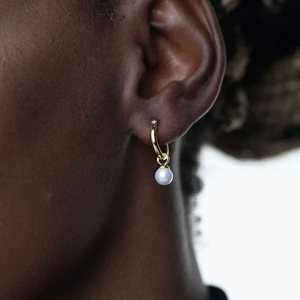 Small Pearl Hoop Earrings- 18k Gold Vermeil