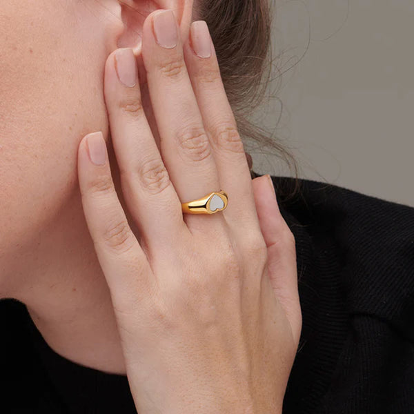 Shop White Heart Ring- 18k Gold Plated Palmonas-1