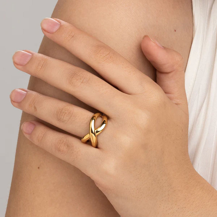 Shop Chunky X Ring- 18k Gold Plated Palmonas-1