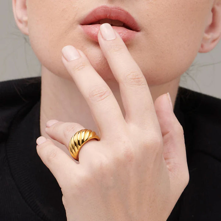 Shop Twisted Dome Ring- 18k Gold Plated Palmonas-3