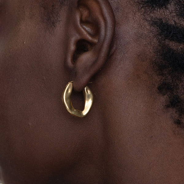 Wobbly Molten Hoop Earrings- 18k Gold Plated