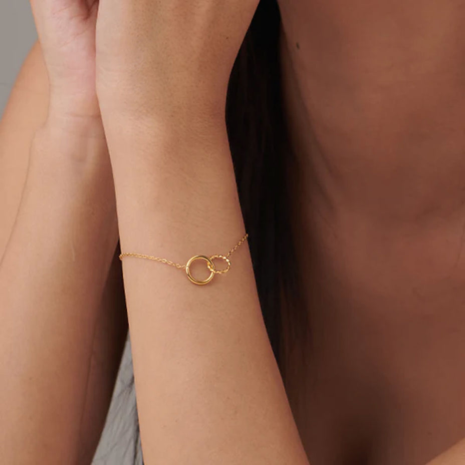 Double Rings Bracelet- 18k Gold Plated