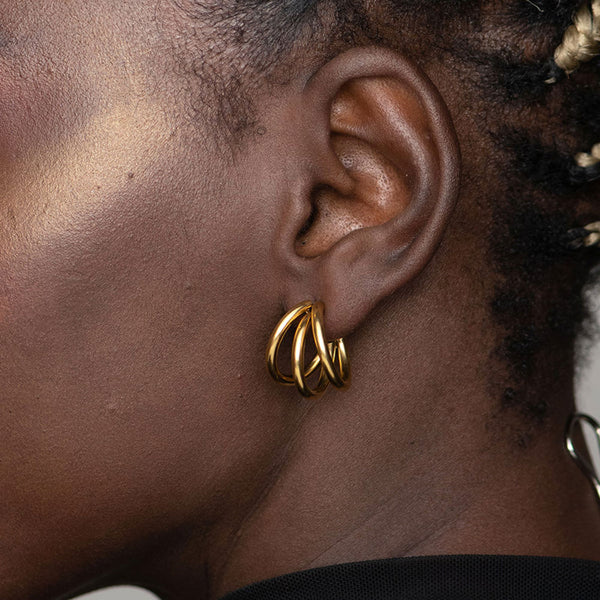 Triple Circle Hoop Earrings- 18k Gold Plated