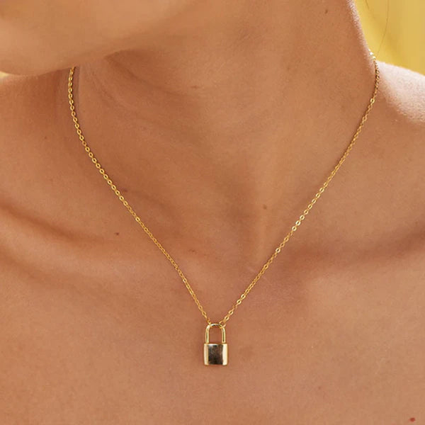 Shop Ridge Padlock Necklace- 18k Gold Vermeil Palmonas-1