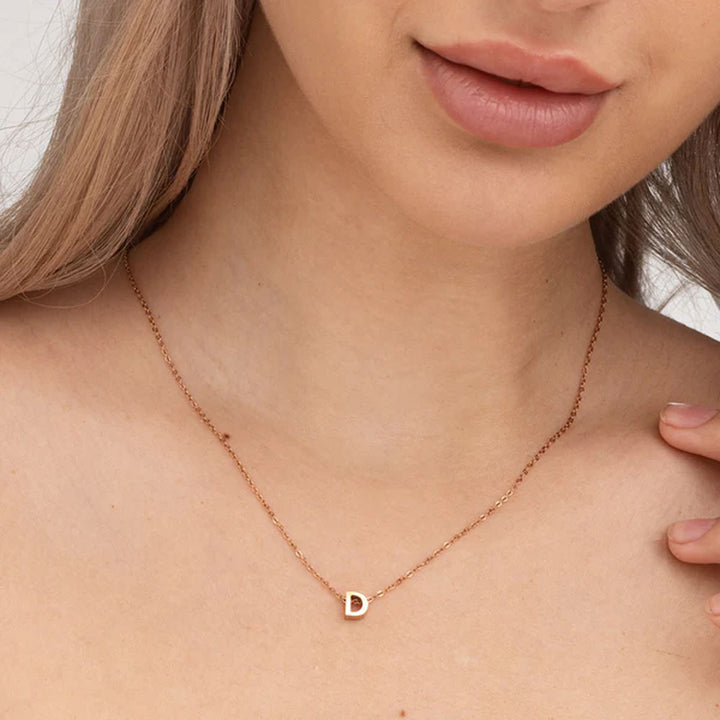 Shop Small Letter Necklace- 18k Rose Gold Plated Palmonas-14