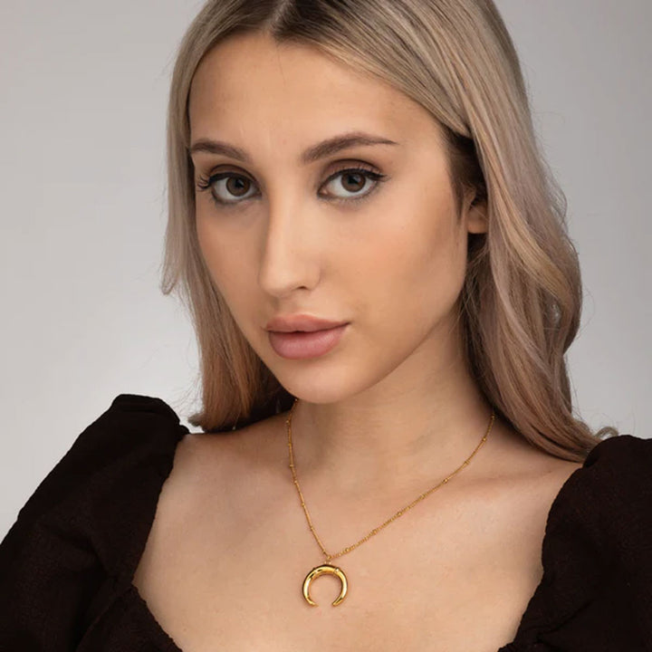 Shop Delicate Horn Necklace- 18k Gold Plated Palmonas-1