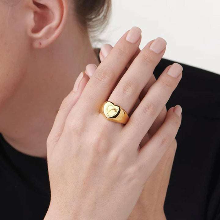 Shop Chunky Heart Ring- 18k Gold Plated Palmonas-3