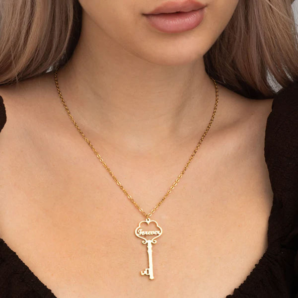 Forever Key Necklace- 18k Gold Plated