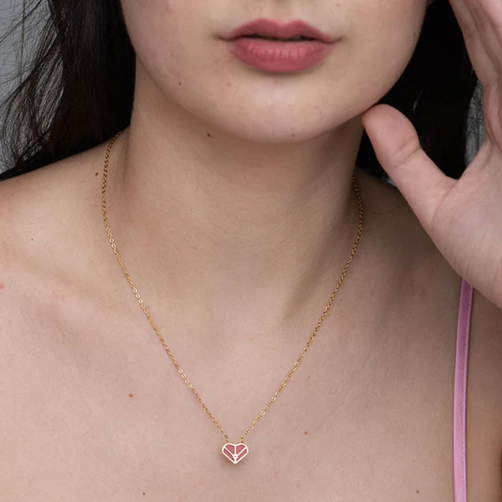 Shop Geometric Red Heart Necklace- 18k Gold Plated Palmonas-1