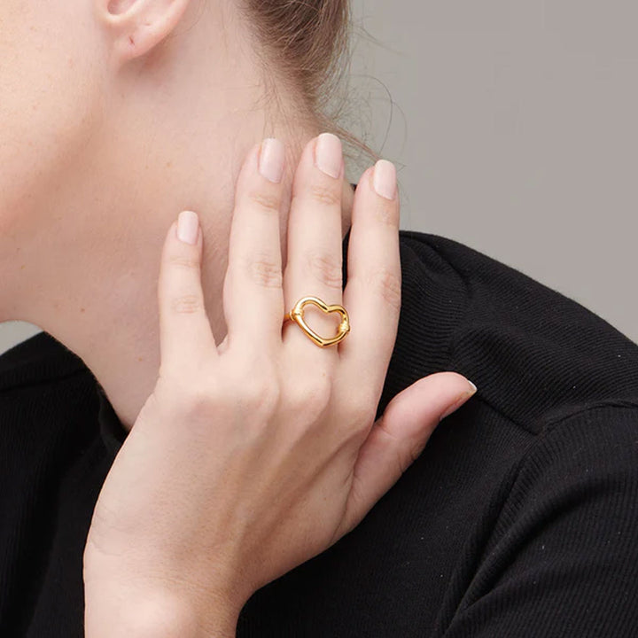Shop Heart Outline Ring- 18k Gold Plated Palmonas-3