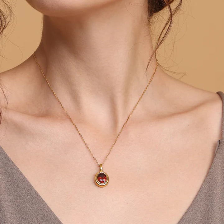 Shop Red Emerald Oval Pendant | 18k Gold Plated Palmonas-1